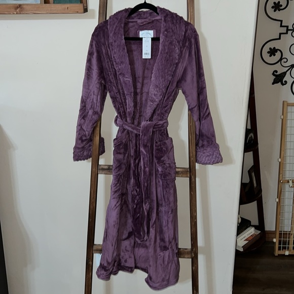 New! CAROLE HOCHMAN Plush Robe Purple (Berry) Sz Small 6-8 Pockets Soft NWT - Picture 11 of 13